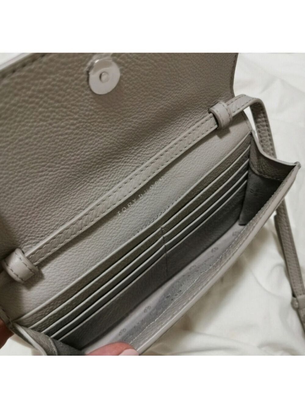 Tory Burch Dove Gray Wallet On Chain Shoulder bag Clutch - Picture 13 of 16